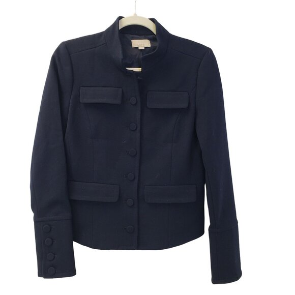 Loft Military Style Navy Blue Blazer Jacket Size 0 - Picture 1 of 6